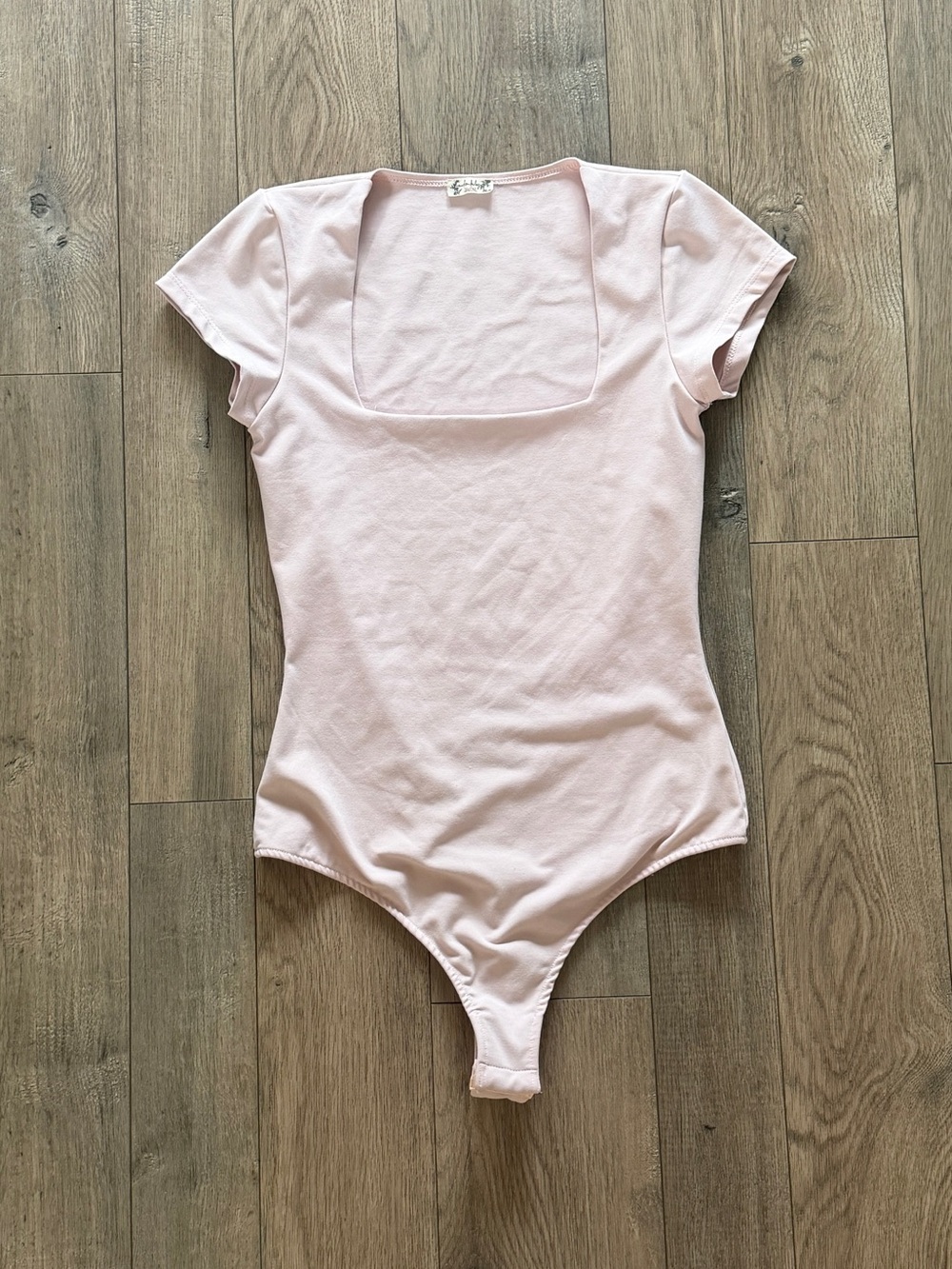 Intimately Free People Pink Square Neck Short Sleeve Bodysuit Size Small